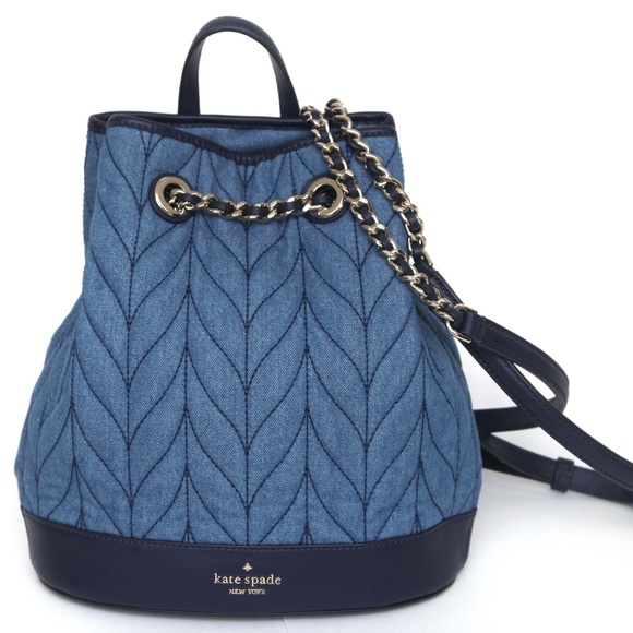 Kate Spade Handbags - KATE SPADE Denim Quilted Backpack Briar Lane Blue Chain